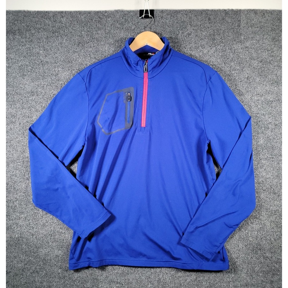 RLX Ralph Lauren Pullover Mens Medium Blue 1/4 Zip Fleece Golf Top Performance